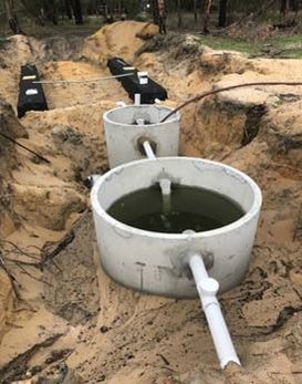 Waste water system dig into a large ditch