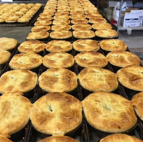 Rows of Pies at Bakery