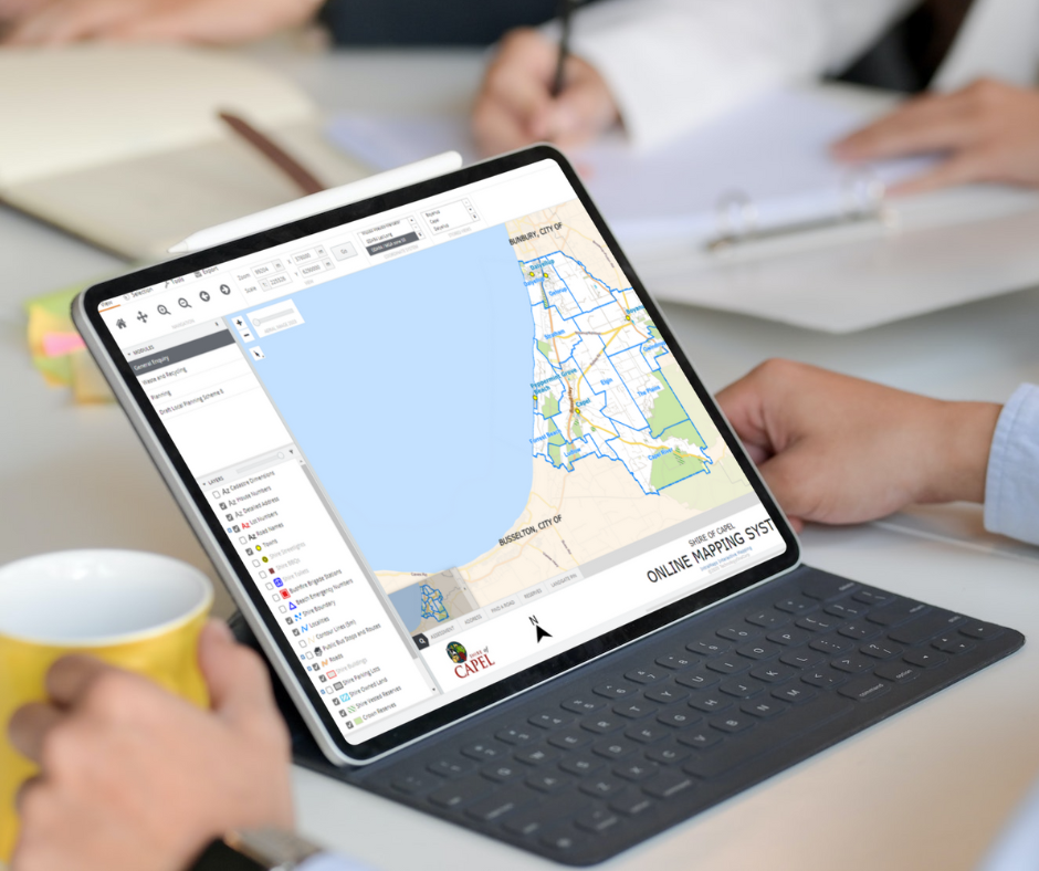 Lap top with map