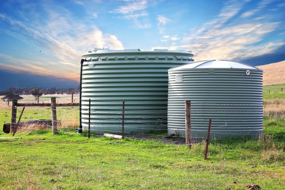 Water tanks in paddock