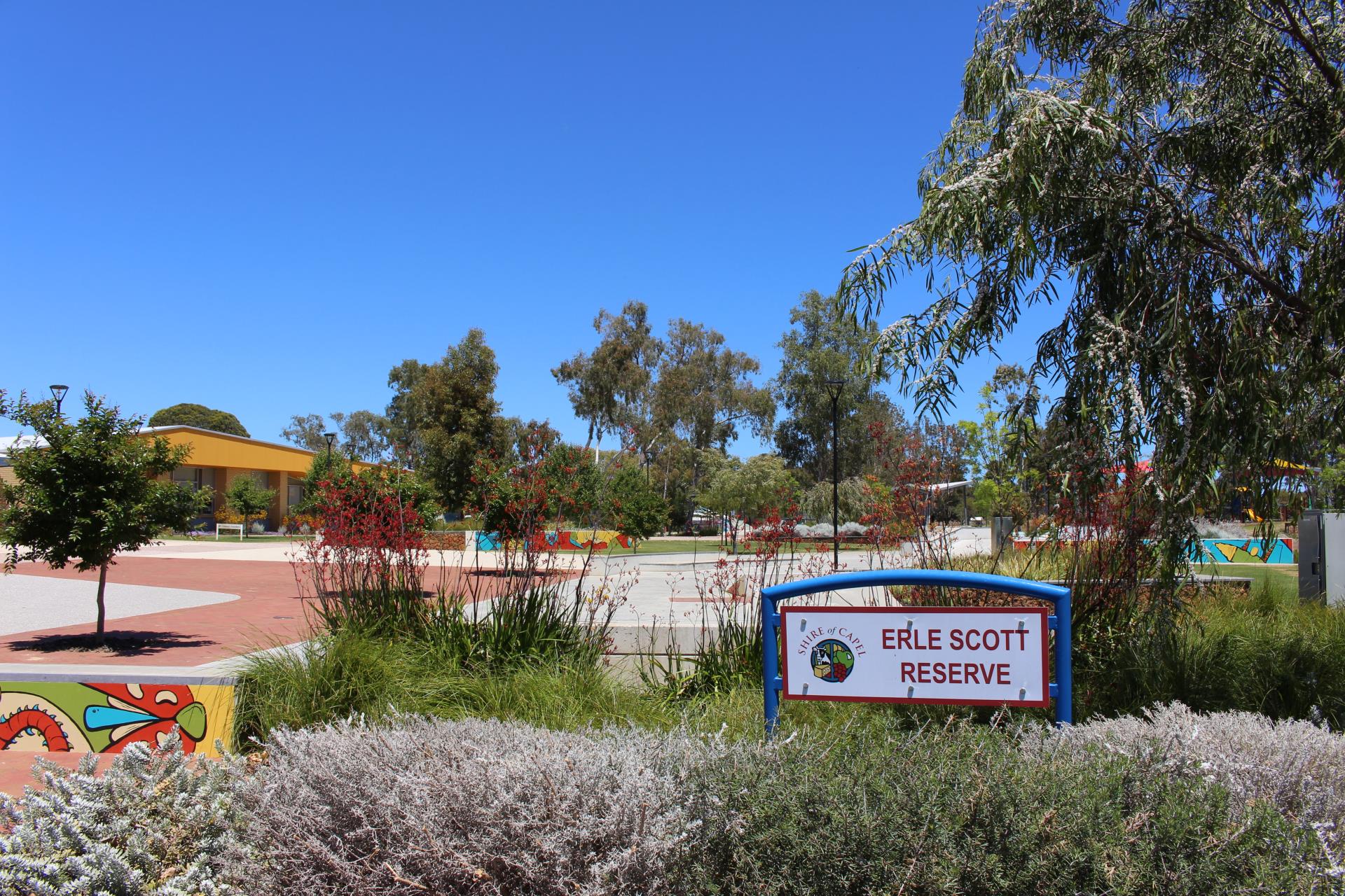 Erle Scott reserve sign at park in Capel