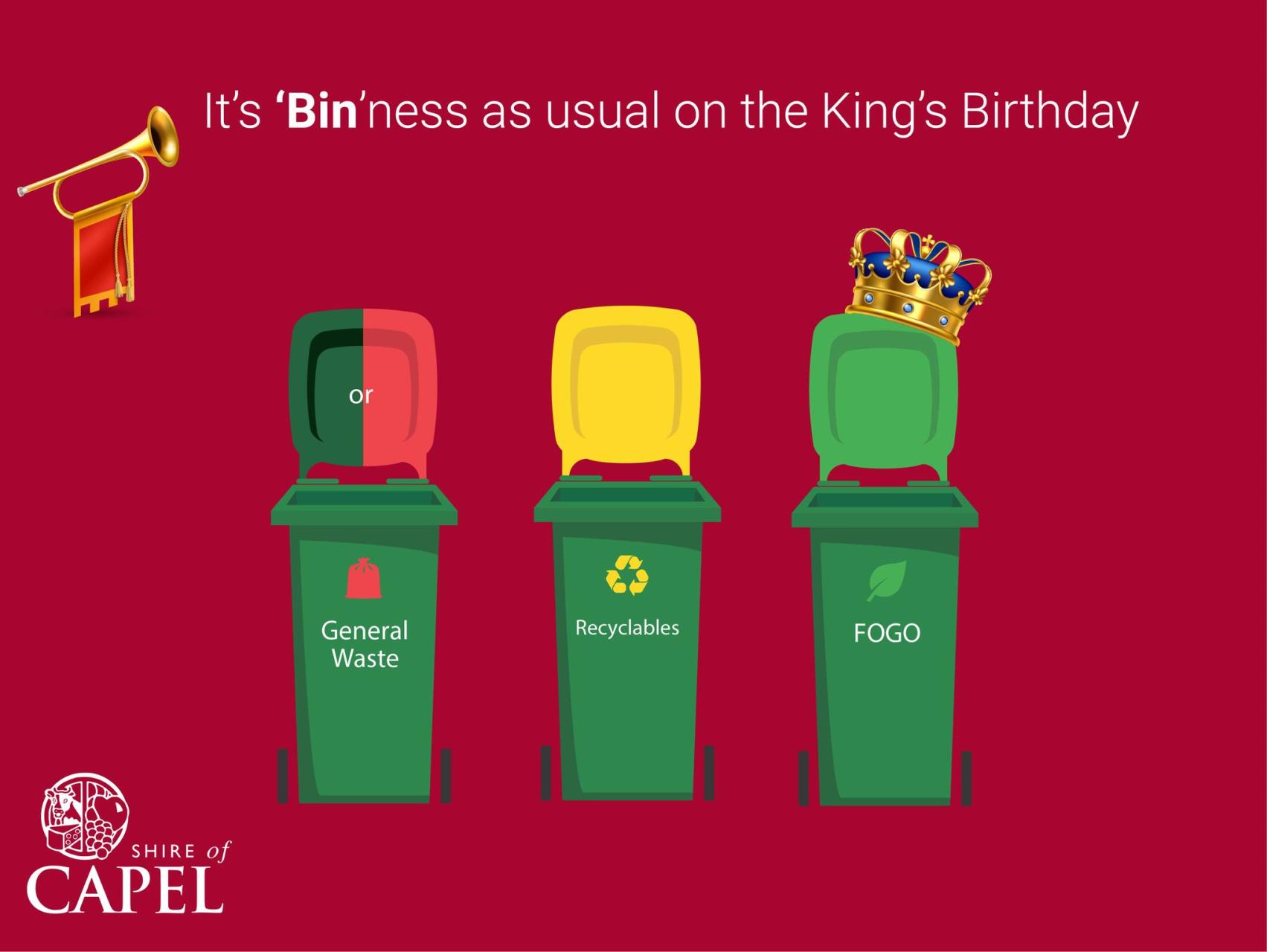 Bin Services - King's Birthday 29th September 