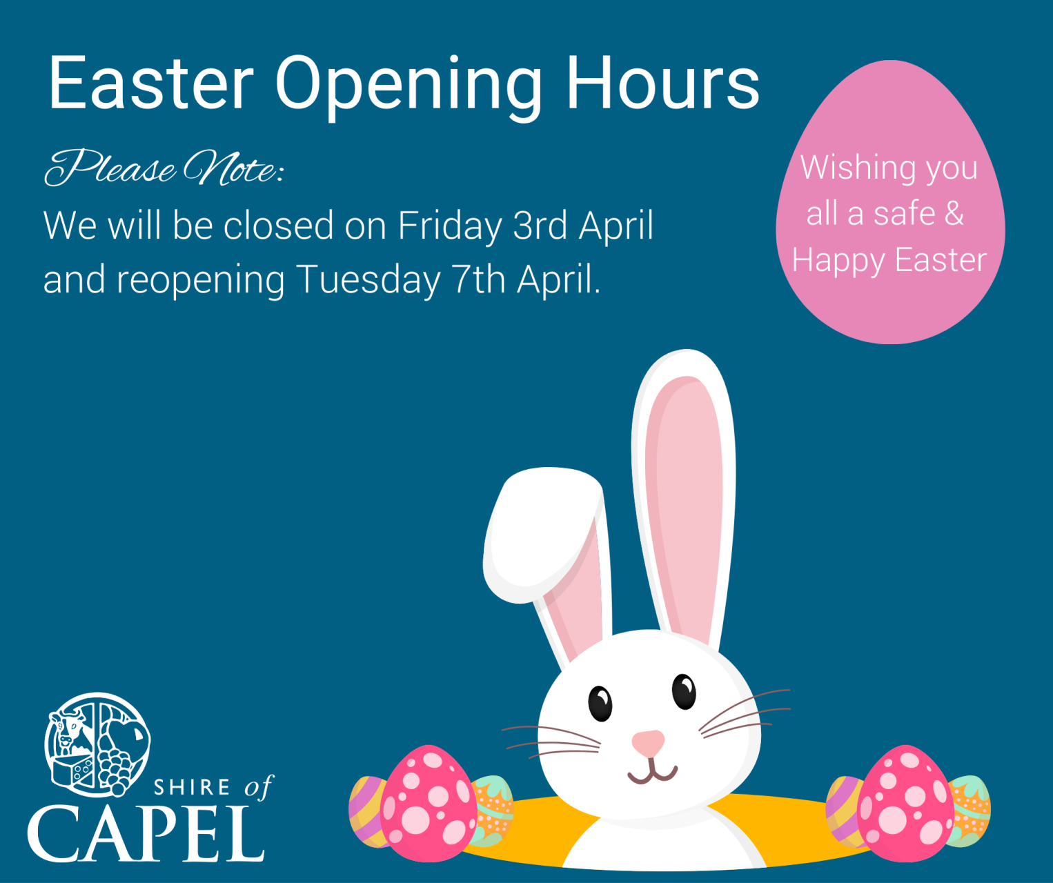 The Shire of Capel wishes to advise community members and visitors to the