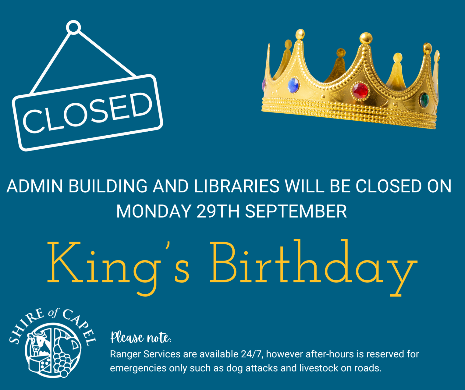 King's Birthday Office/Library Closures